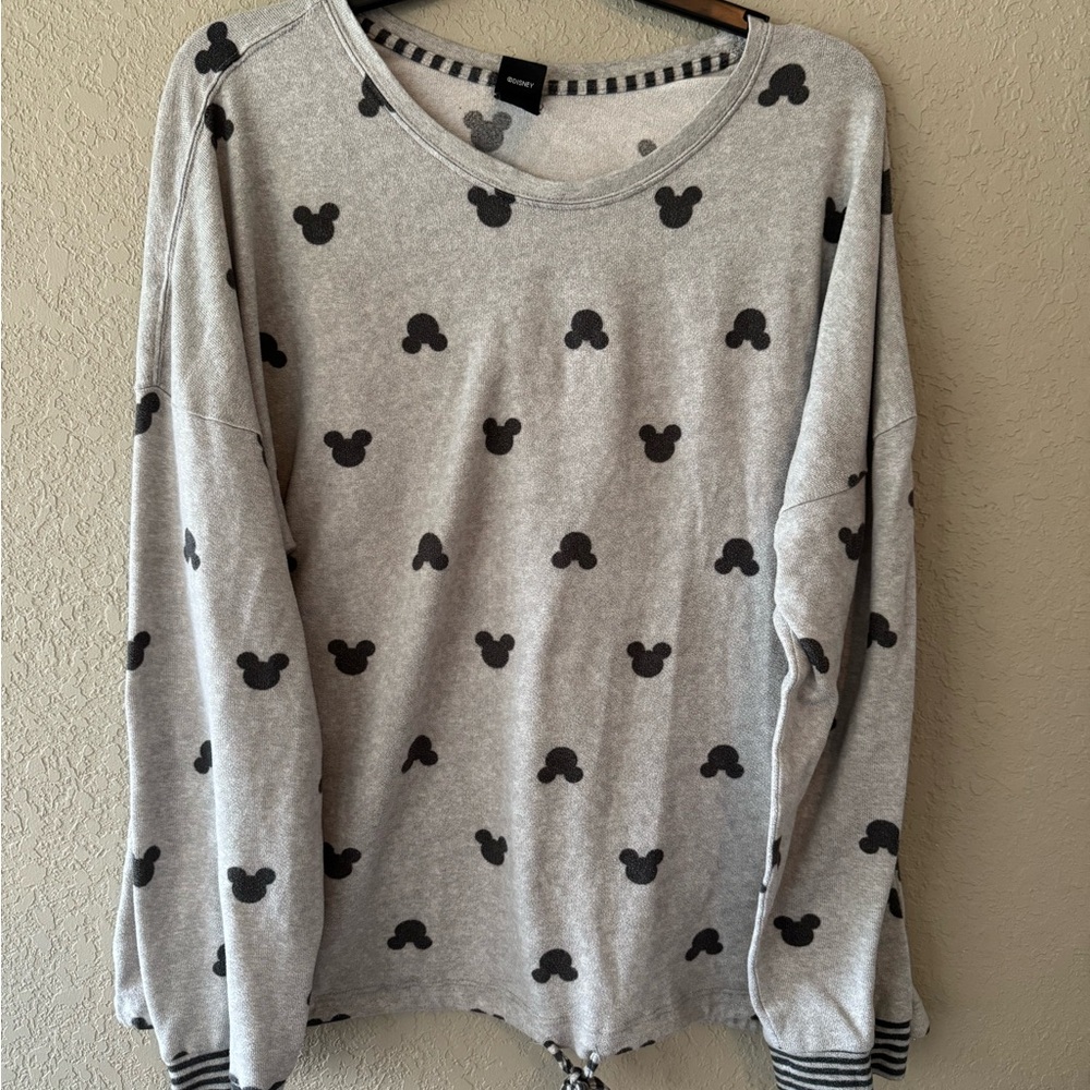 Disney Light Gray Long Sleeve Mickey Head Print Sweatshirt